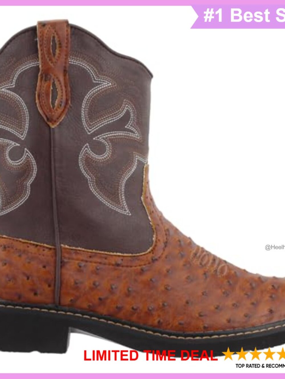 Womens Faux Leather Ankle Cowboy Boots Round Toe Pull On Casual